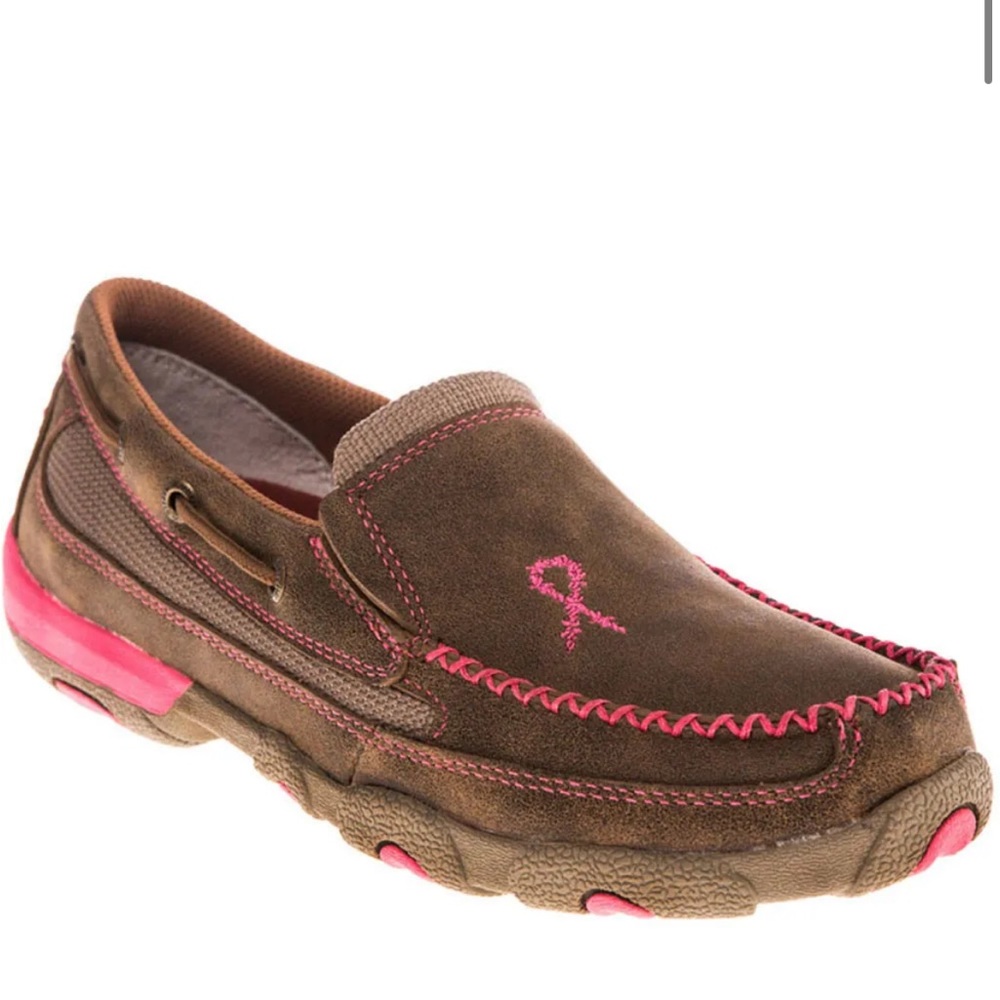 Twisted X Women's Driving Moccasin Casual Slip On - Bomber/Neon Pink